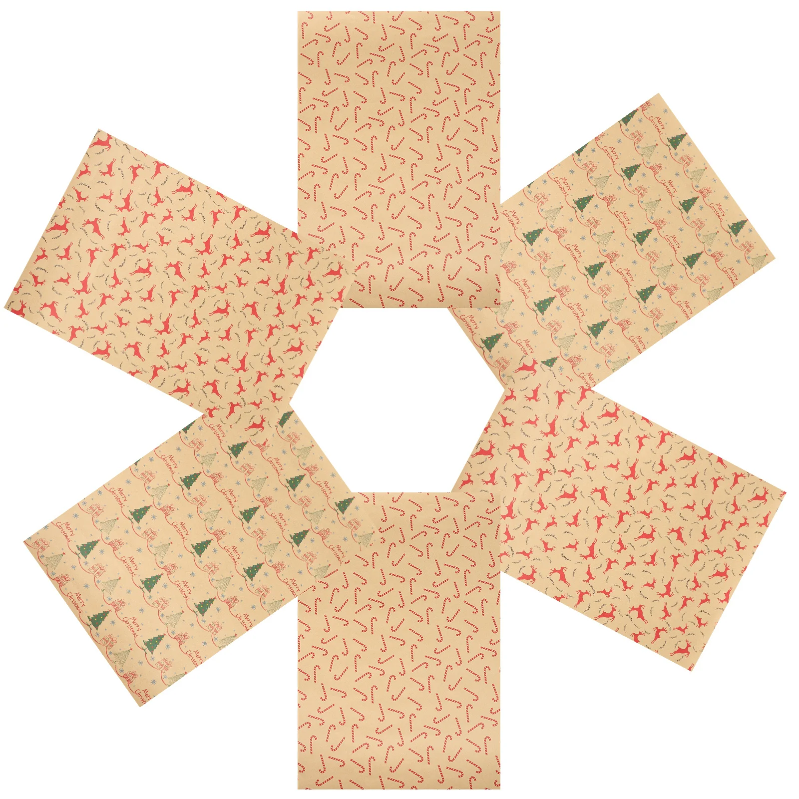 

6 Sheets Kraft Paper Christmas Elements Delicate Wrapping Paper Christmas Candy Wrapping Paper Gift Wrapping Paper