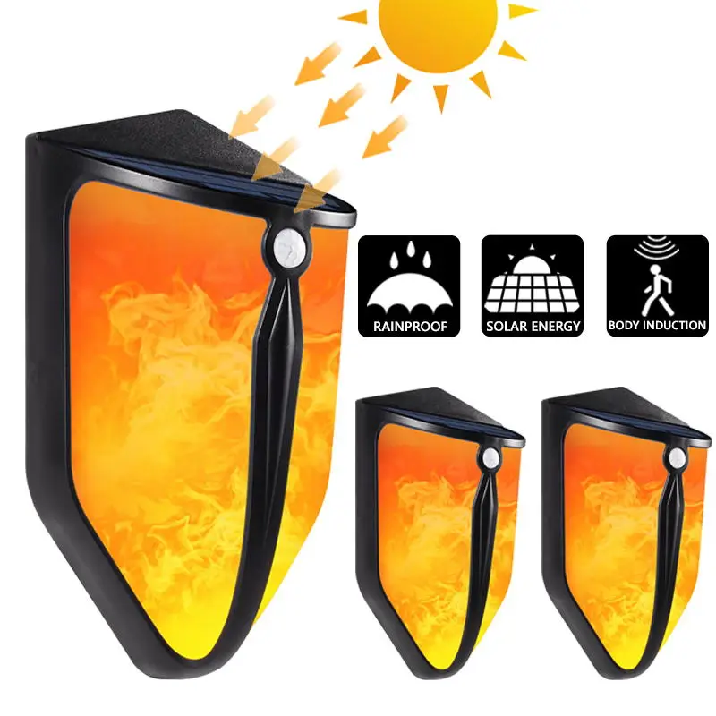 

LED Outdoor Solar Wall Light Waterproof Courtyard Lighting Motion Sensing Lamp Inductive Switch Landscape Flame Street Light