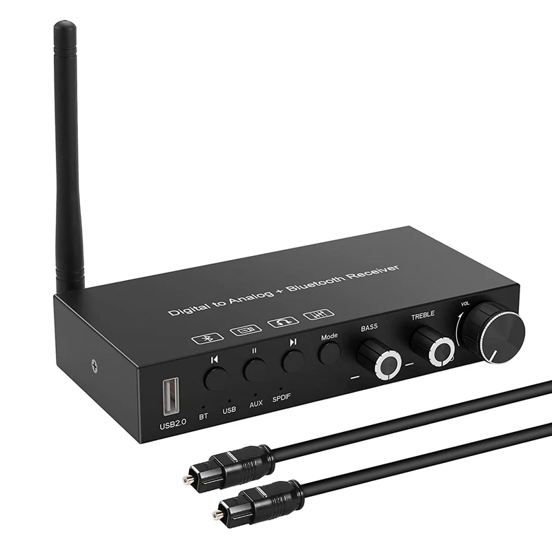 

USB 192Khz DAC Digital To Analog Converter With Headphone Amplifier Built-In Bluetooth V5.0 Receiver Music Player