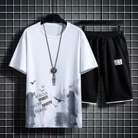 2022 new summer mens short sleeved t shirt korean trend with casual sports versatile suit youth half sleeved dress suit