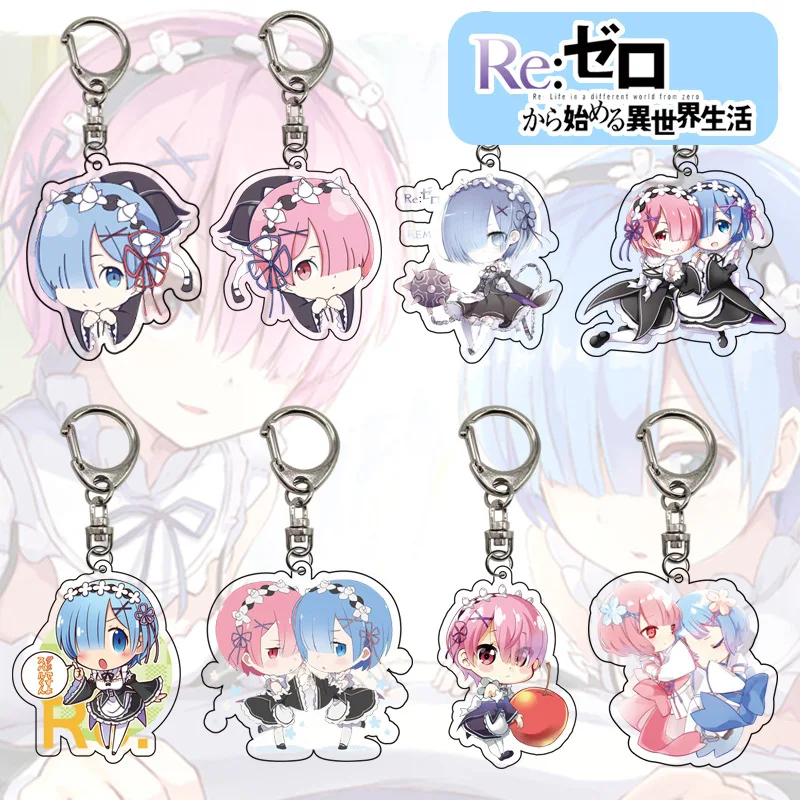 

Anime Starting From Zero Different World Comics Acrylic Pendant Keychain Cartoon Character Keyring Cosplay Jewelry Gift