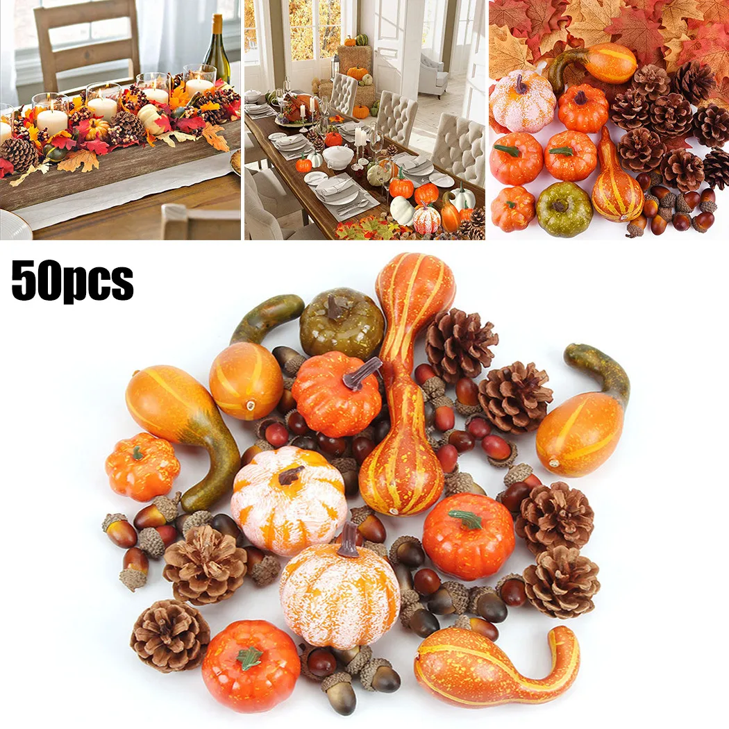 50/86Pcs Artificial Pumpkin Autumn Fall Wreath Decorations Mini For Home Party Halloween House Decoration Food Stores