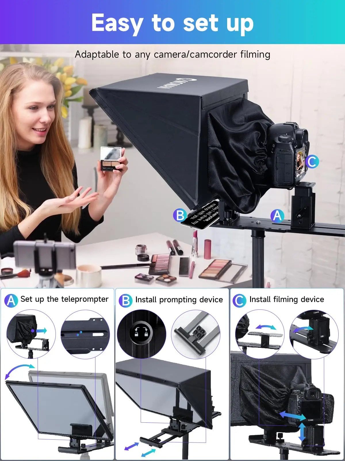 Профессиональный телесуфлер Moman MT16 16-дюймовый комплект для iPad планшета
