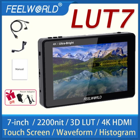 7-дюймовый портативный монитор FEELWORLD LUT7 2200nits 3D LUT с сенсорным экраном, полевой монитор для камеры DSLR 4K HDMI