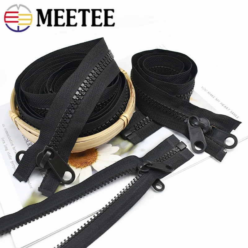60-300cm 5# 8# 10# Resin Zippers Double Sided Zipper Slider Puller Head for Tent Jacket Clothes Long Zips DIY Sewing Accessories images - 6