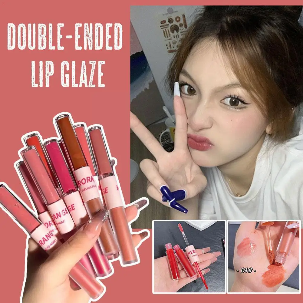 

Double-ended Lip Glaze Matte Water Glossy non-stick Smudge does Lip Non-sticky not Mud fade Good cup D9D2