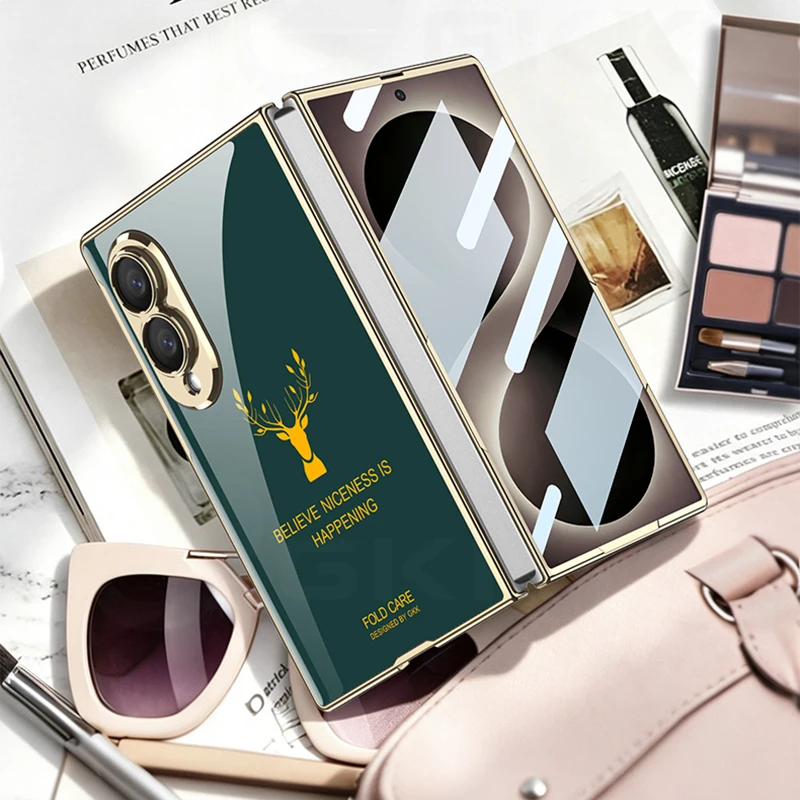 Фото Роскошный чехол из окрашенного стекла для Samsung Galaxy Z Fold 8 Ultra, защитное стекло для внешнего экрана, чехол для Galaxy Z Fold7. №2