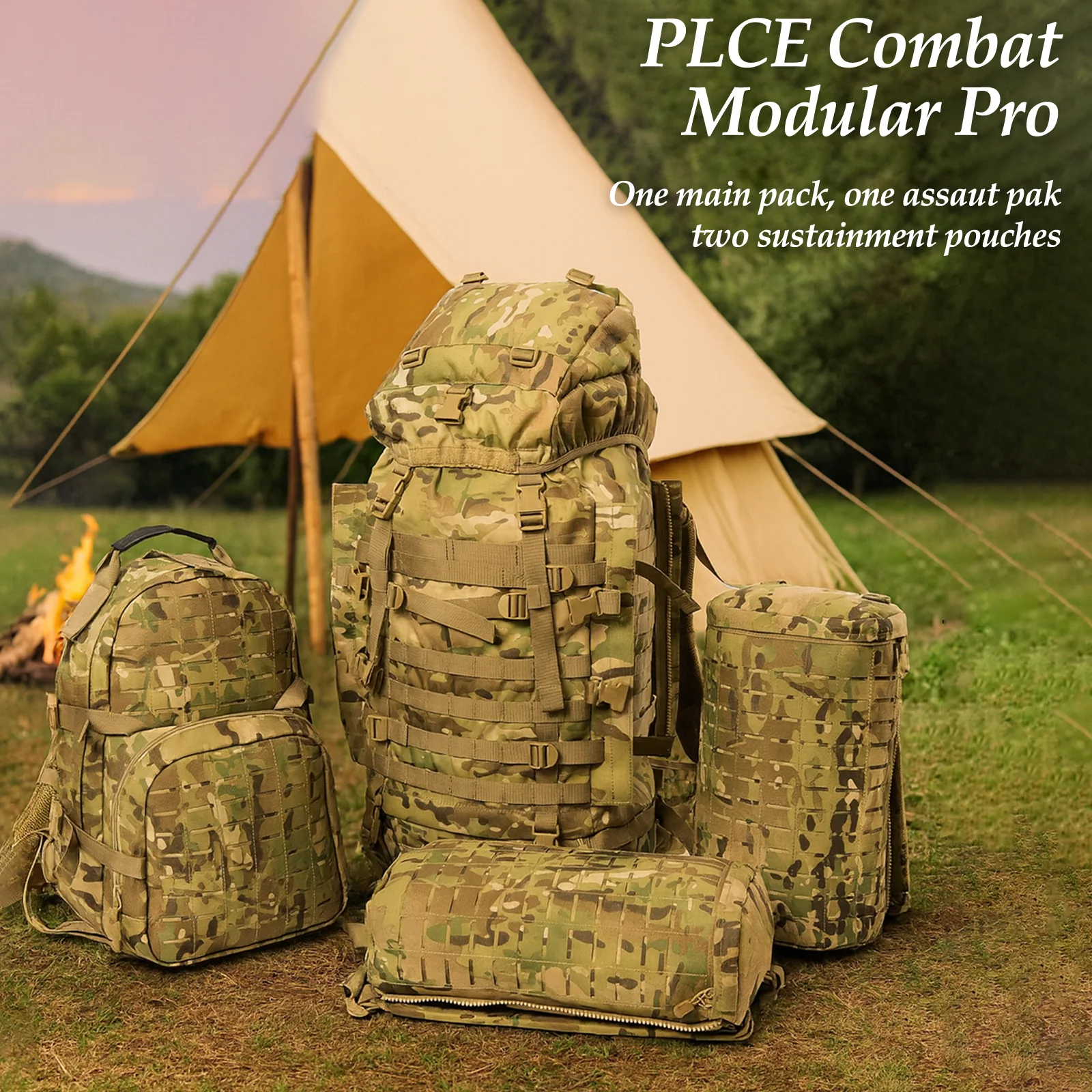 Фото Военный тактический модульный рюкзак AKmax PLCE Pro 120L — армейский рюкзак MOLLE с лазерной резкой, готовый к гидратации №2