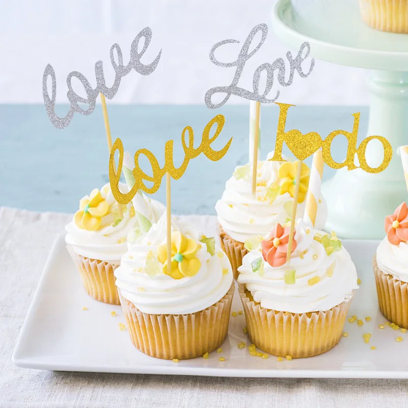 

20 шт., блестящие золотые топперы для торта