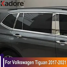 For Volkswagen Tiguan 2017 2018-2021 Stainless Steel Car Door Window Frame Center Pillars B C Cover Trim Exterior Accessories