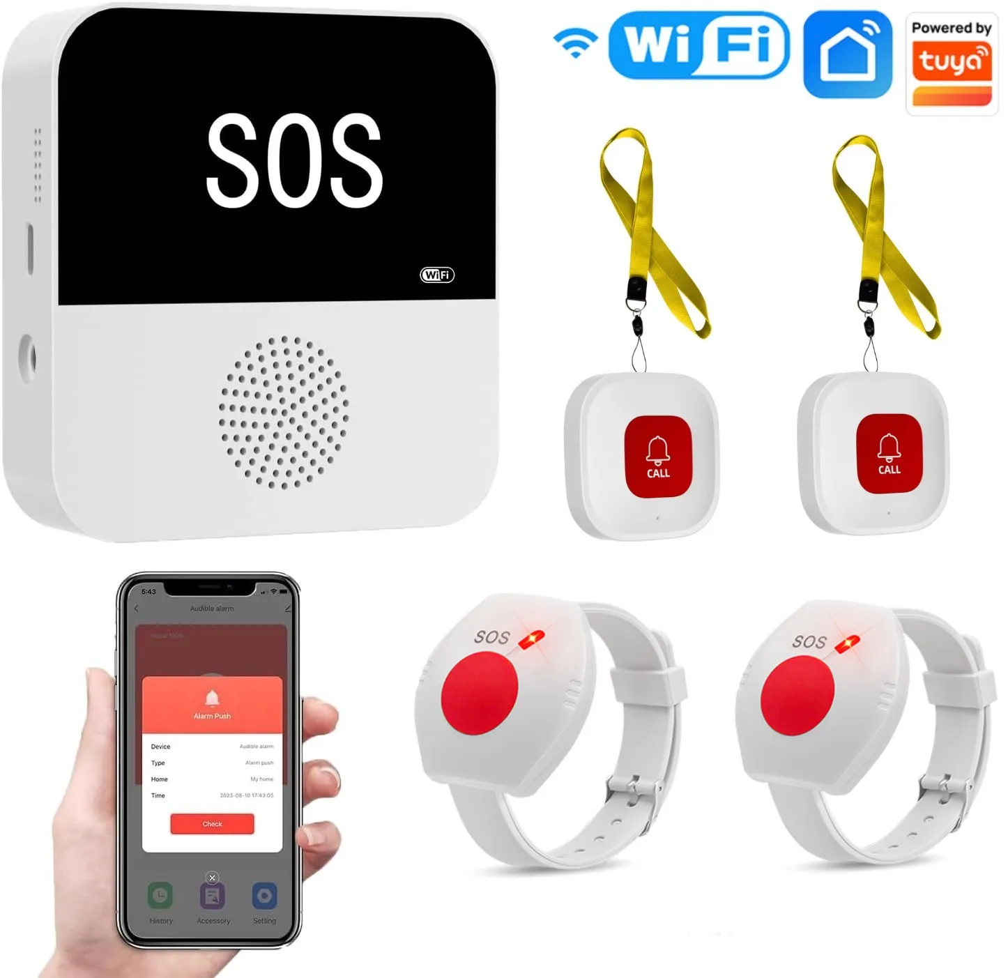 Wi-Fi беспроводной пейджер для пожилых людей, браслет SOS, кнопки вызова, система оповещения для вызова медсестры, пожилые пациенты, в помещении, старая помощь