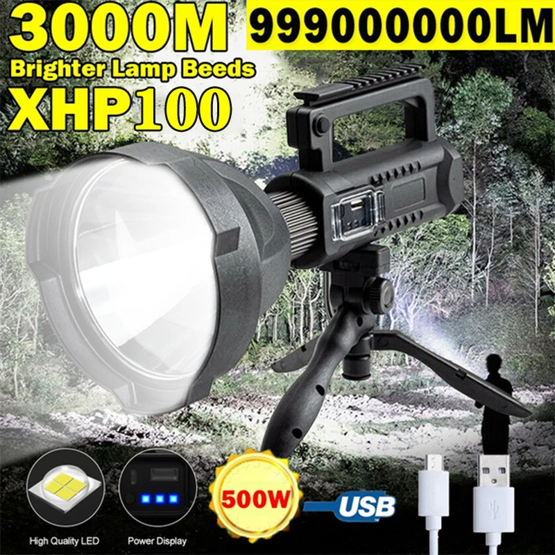 

Flashlight Waterproof Light Mountable Bracket Torch Spotlight Powerful Handheld Searchlight Rechargeable Portable
