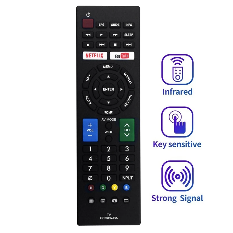 Черный пульт дистанционного управления GB234WJSA для Sharp Smart TV LC-32M3H W Netflix