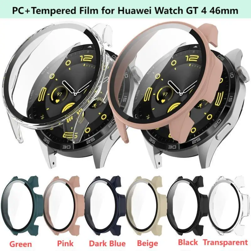 Фото Чехол из ПК + закаленной пленки для Huawei Watch GT 4, 46 мм, 41 мм, чехол-бампер для умных часов, полный стеклянный экран, защитная рамка для часов GT4 №3