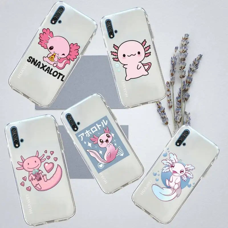 

Axolotl cute cartoon Phone Case Transparent for Huawei honor P mate Y 20 30 40 10 8 5 6 7 9 i x c pro lite prime smart