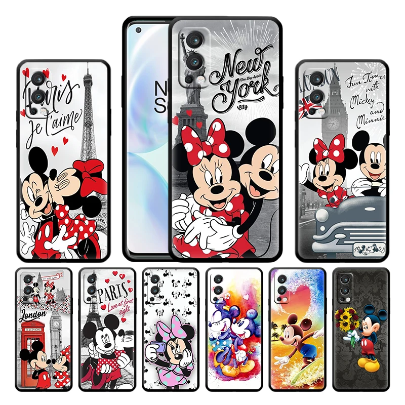 

Anime Mickey & Minnie Case For OnePlus Nord 2 CE 5G 9 9Pro 8T 7 7ro 6 6T 5T Pro Plus Silicone Soft Black Phone Cover Capa Coque