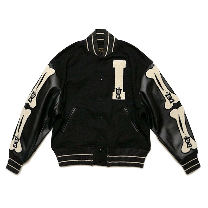 

KAPITAL Men's Jackets 2023 Japanese Style Cowhide Sleeve Splicing Bone Pattern Embroidery Cotton Loose Single Breasted Coat