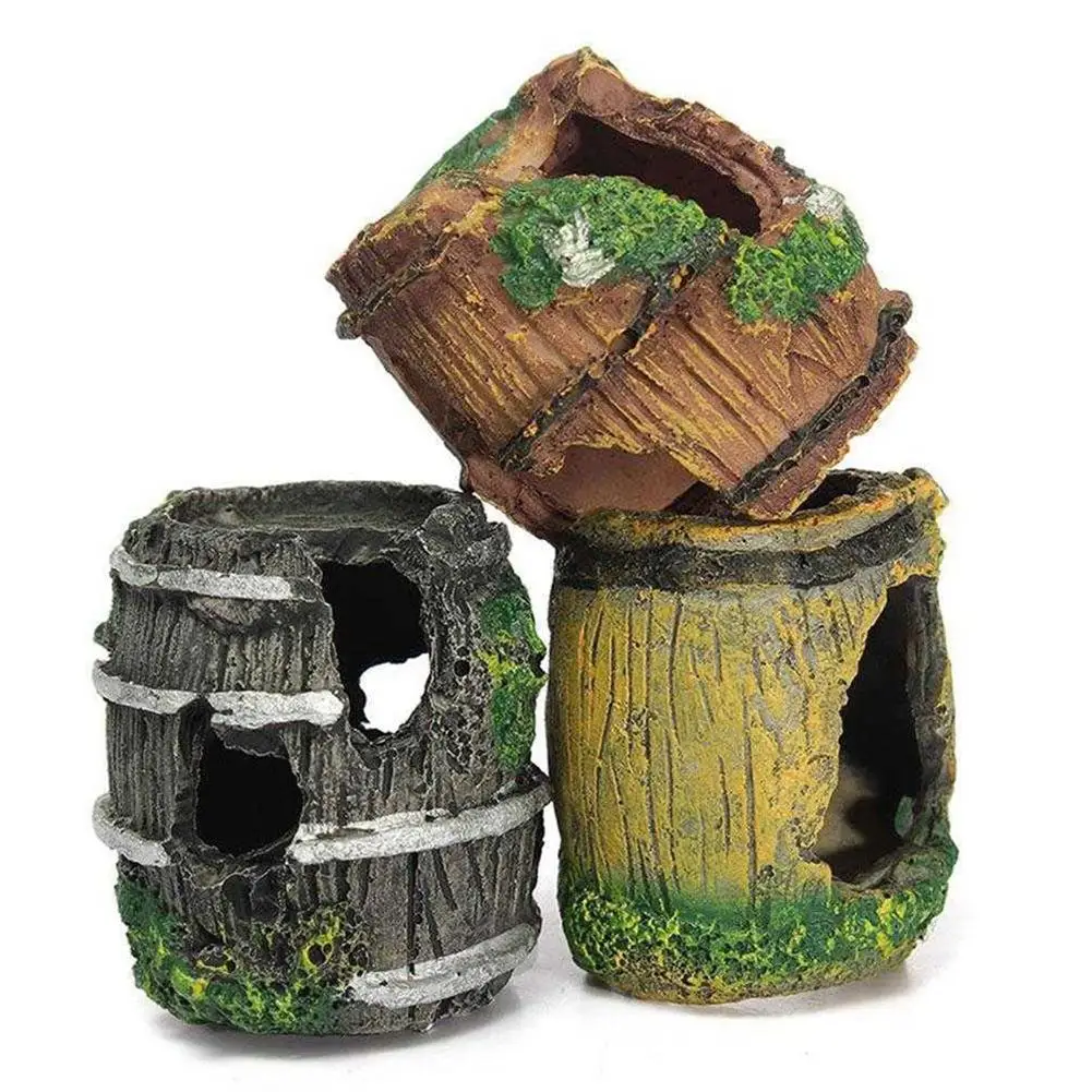 

Artificial Barrels Resin Ornaments Bright Colors Landscaping Decor Mini Hiding Cave Fish Tank Aquarium Equipment Accessorie