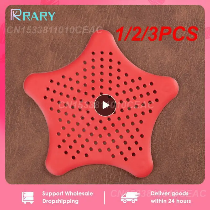 

1/2/3PCS Color Five-pointed Star PVC Sink Filter Bathroom Kitchen Sewer Filter Bath Shower Cover Drain Strainer Hair Stopper