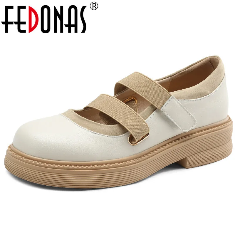 

FEDONAS/Новое поступление; Женские туфли-лодочки на платформе; Разноцветные туфли из натуральной кожи с круглым носком на толстом каблуке; Женская обувь; Сезон весна-осень