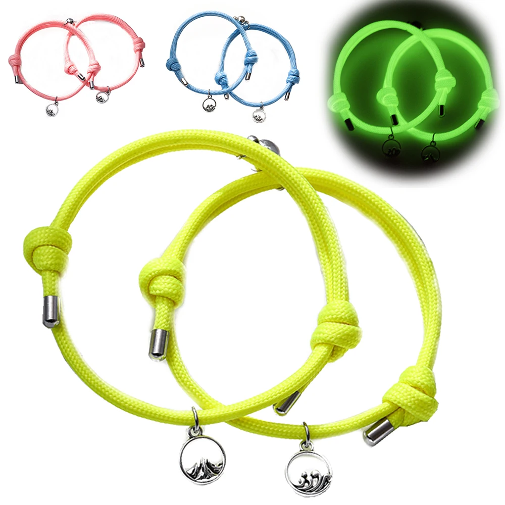 

Couple bracelets for lovers magnet Color luminous nylon rope material can adjust the size men women's night accessories Paired