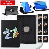 360 degree rotating folio pu leather stand cover for huawei mediapad t3 10 9 6t5 10 10 1 lucky number pattern tablet case