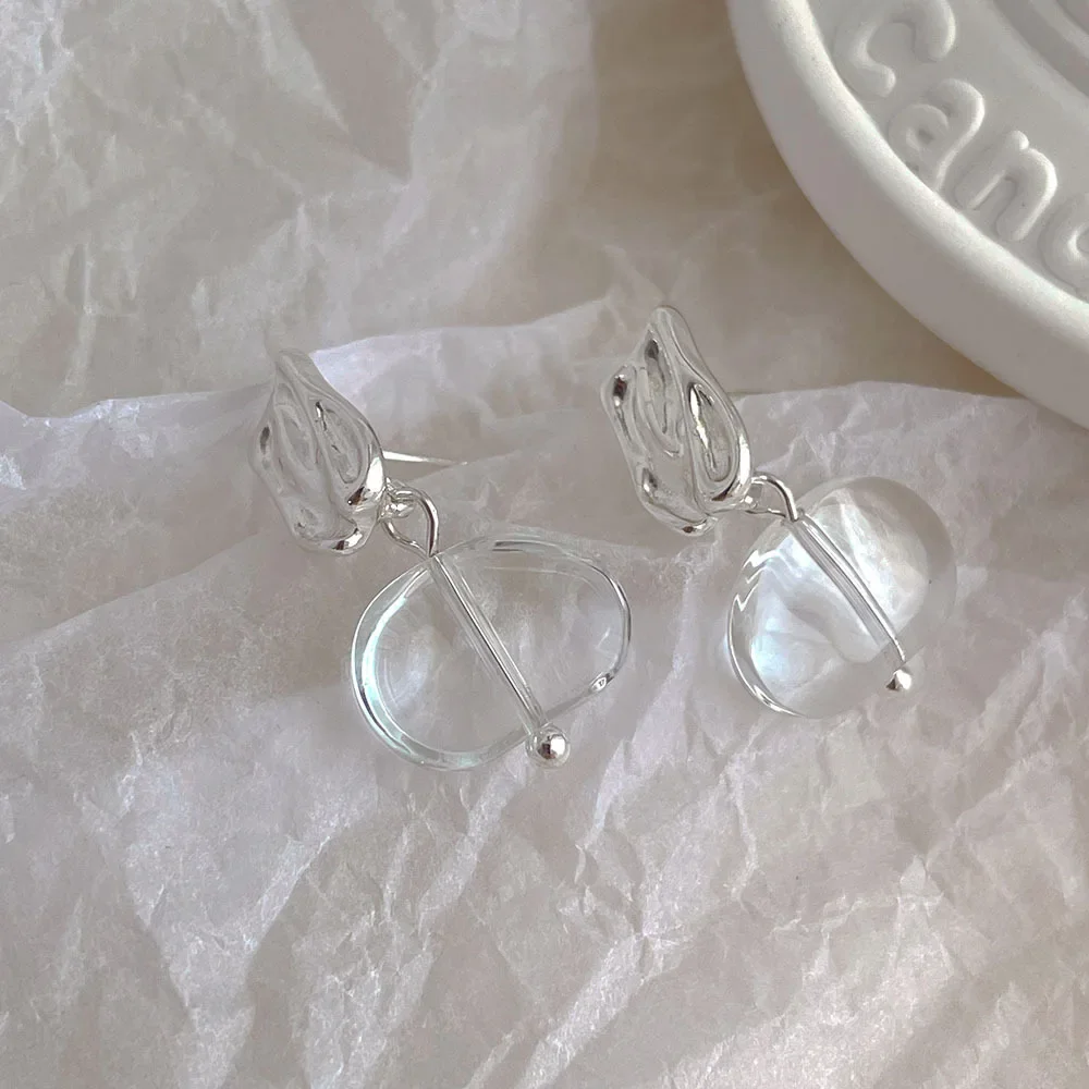 Корейские INS нишевые дизайнерские акриловые прозрачные серьги с ощущением льда