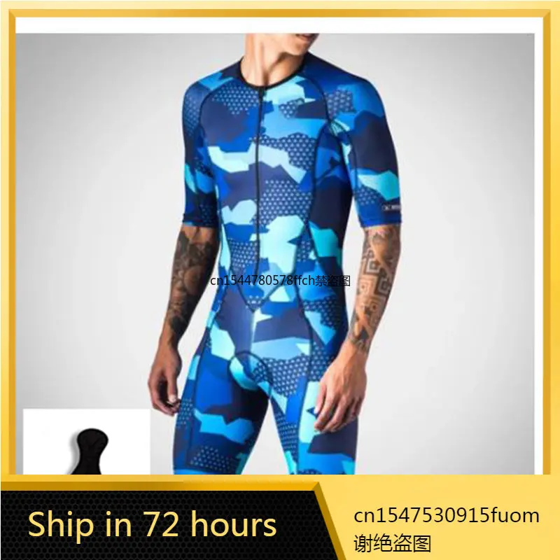 

Summer Professional Team One-Piece Mono De Ciclismo Para Hombre Lycra Quick-Drying Short-Sleeved Jumpsuit Triathlon Cycling Suit