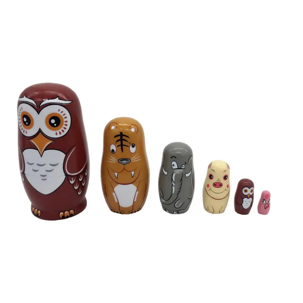 

New Set of 5/6/10PCS Russian Nesting Matryoshka Dolls Animal Painted Wooden Toy