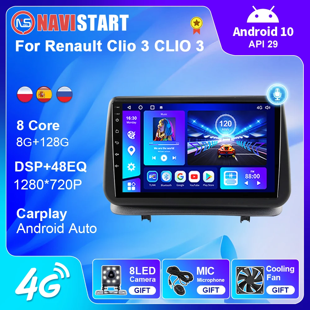for renault clio 3 clio 3 2005 2014 4g wifi car radio navigation gps camera android auto carplay stereo android 10 dvd player free global shipping
