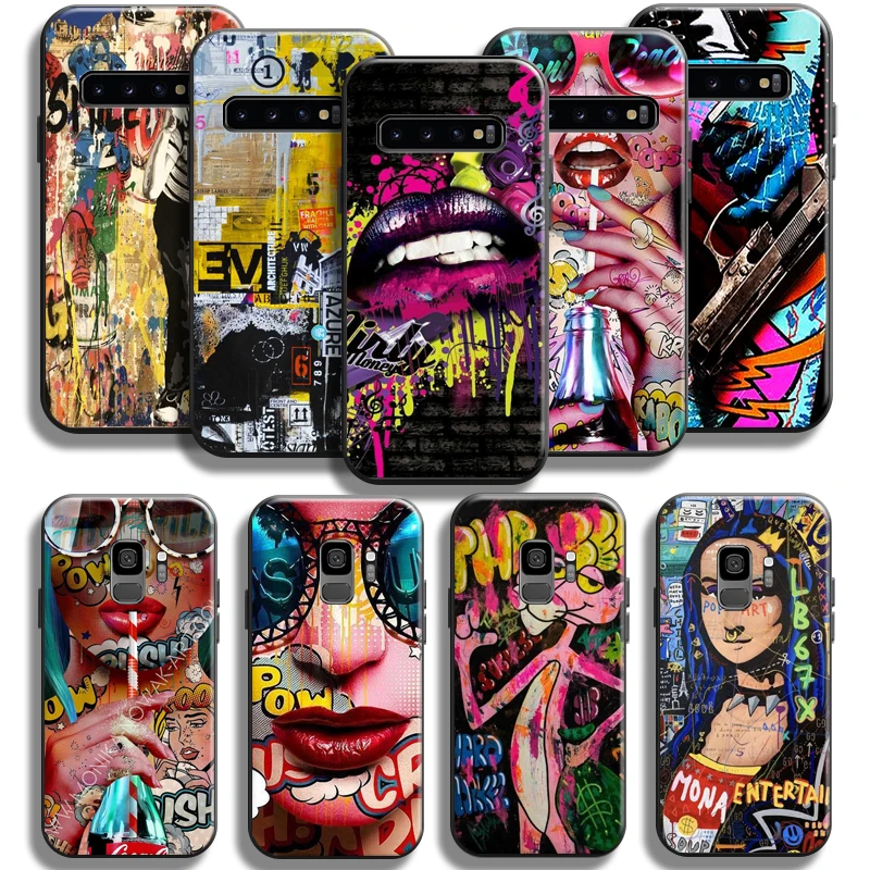

Street Graffiti Oil Painting Phone Case For Samsung Galaxy S10 5G S9 S8 Plus S10 Lite S10E Coque Back Liquid Silicon Soft
