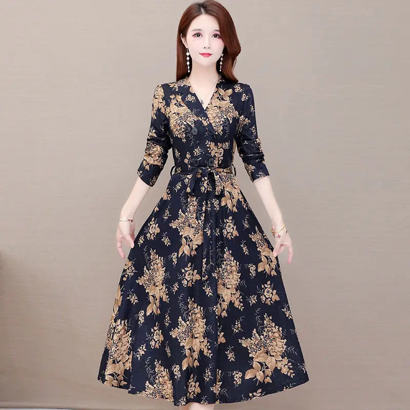 

Women's Slim-Fit Printed Dress Woman Dress Vestido De Mujer Femme Robe