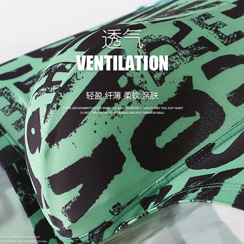 Men Panties Ice silk Letter Printed Underpants Breathable Man Underwear Boxers Fashion Boxer Plus Size Male calzoncillo hombre