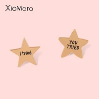 simple silver star awards enamel pin dare to try encouragement motivate brooch mini lapel badges jewelry gift for kids friends