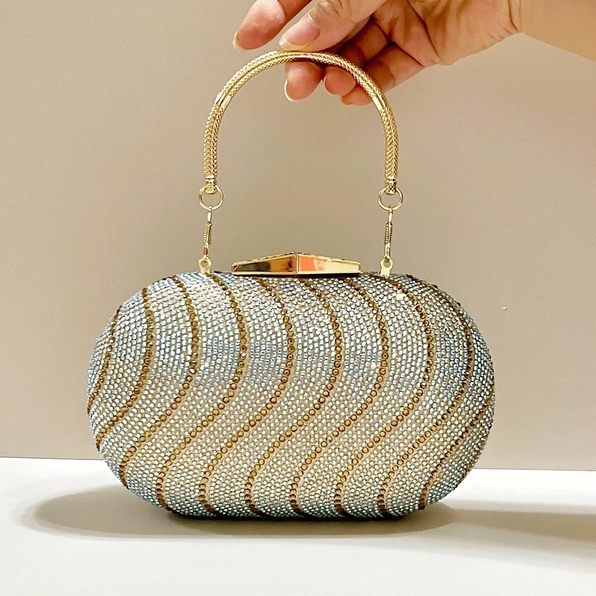 

Fashion Small Handheld Evening Wedding Clutch Women's Temperament Bag Dinner Purse Trend FullDiamond Party Lady
