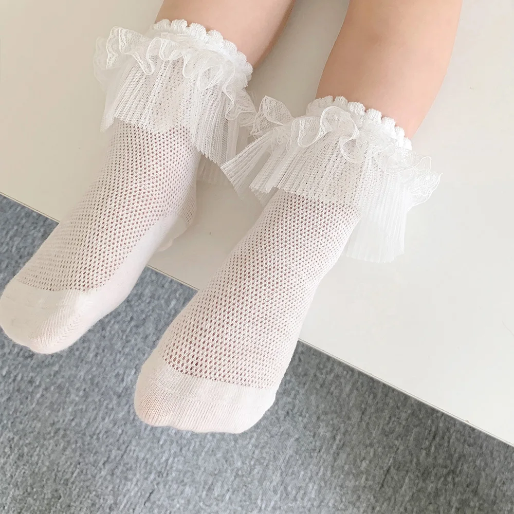 

Kids Summer White Lace Socks Children Toddler Girls Cute Kawaii Frilly Ruffle Princess Cotton Mesh Short Sock Baby Accessories