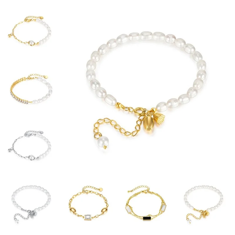 

Luxury Cubic Zirconia Bracelets Silver Multiple Styles Tennis Bracelet For Women Pulseras Mujer Pearl Bead Jewelry Cute Bangles