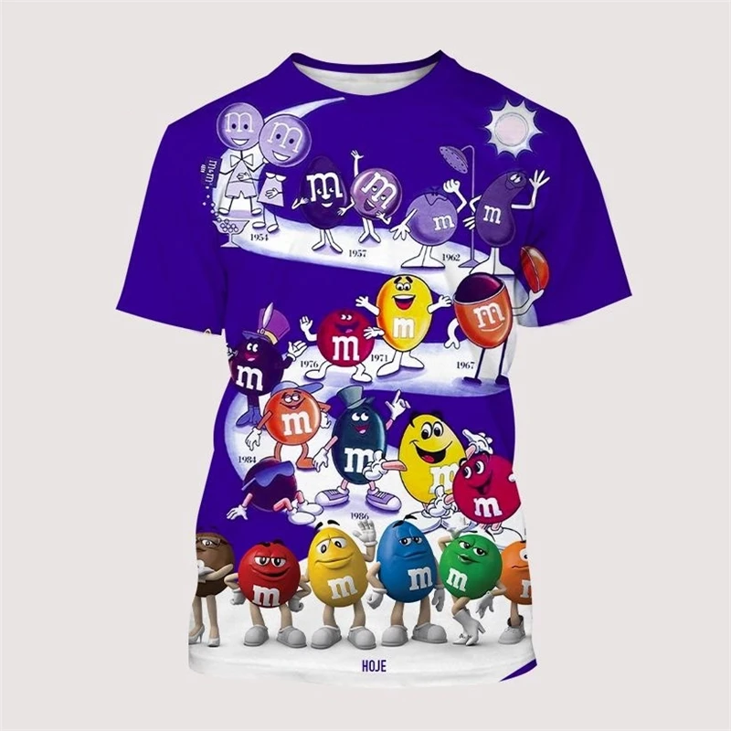 

Футболка мужская с забавным мультяшным 3d принтом M & M'S, Повседневная Уличная одежда в стиле Харадзюку, с принтом шоколада, еды, детская одежда