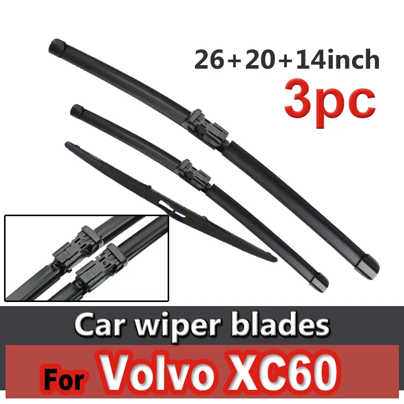 

Wiper Front & Rear Wiper Blades Set For Volvo XC60 2012 - 2017 Windshield Windscreen Window Brushes 26"+20"+14"