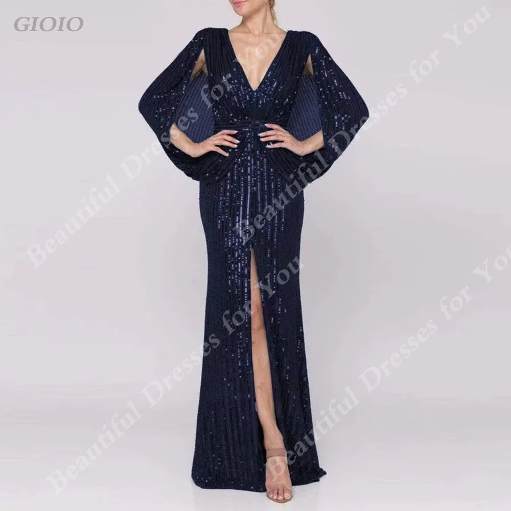 

GIOIO Formal Prom Occasion Evening Gowns, Sequins, V-Neck, Elegant Temperament, New, Customized Size, Multi-Color，Slit