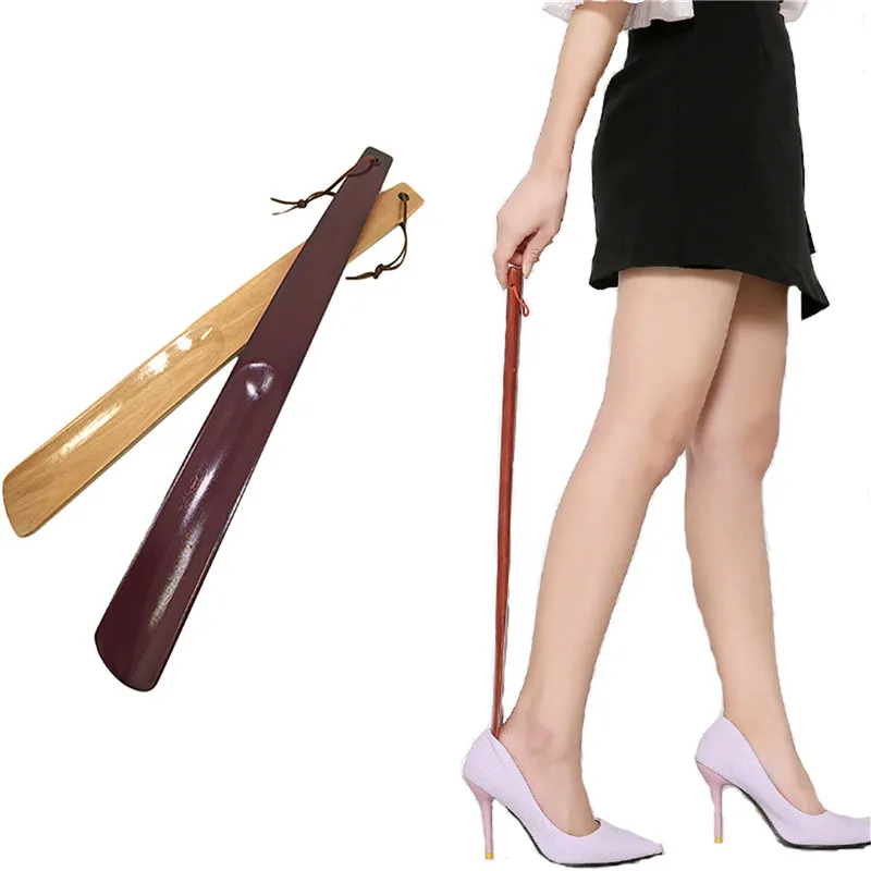 

Black Walnut Wooden Professional Shoe Horn Flexible Long Handle Shoehorn Useful Shoe Lifter Professional Shoe Spoon Home Tools