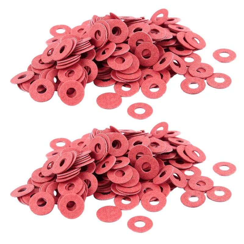 

400 Pcs 3X8X0.7Mm Insulated Fiber Insulating Washers Spacers Red