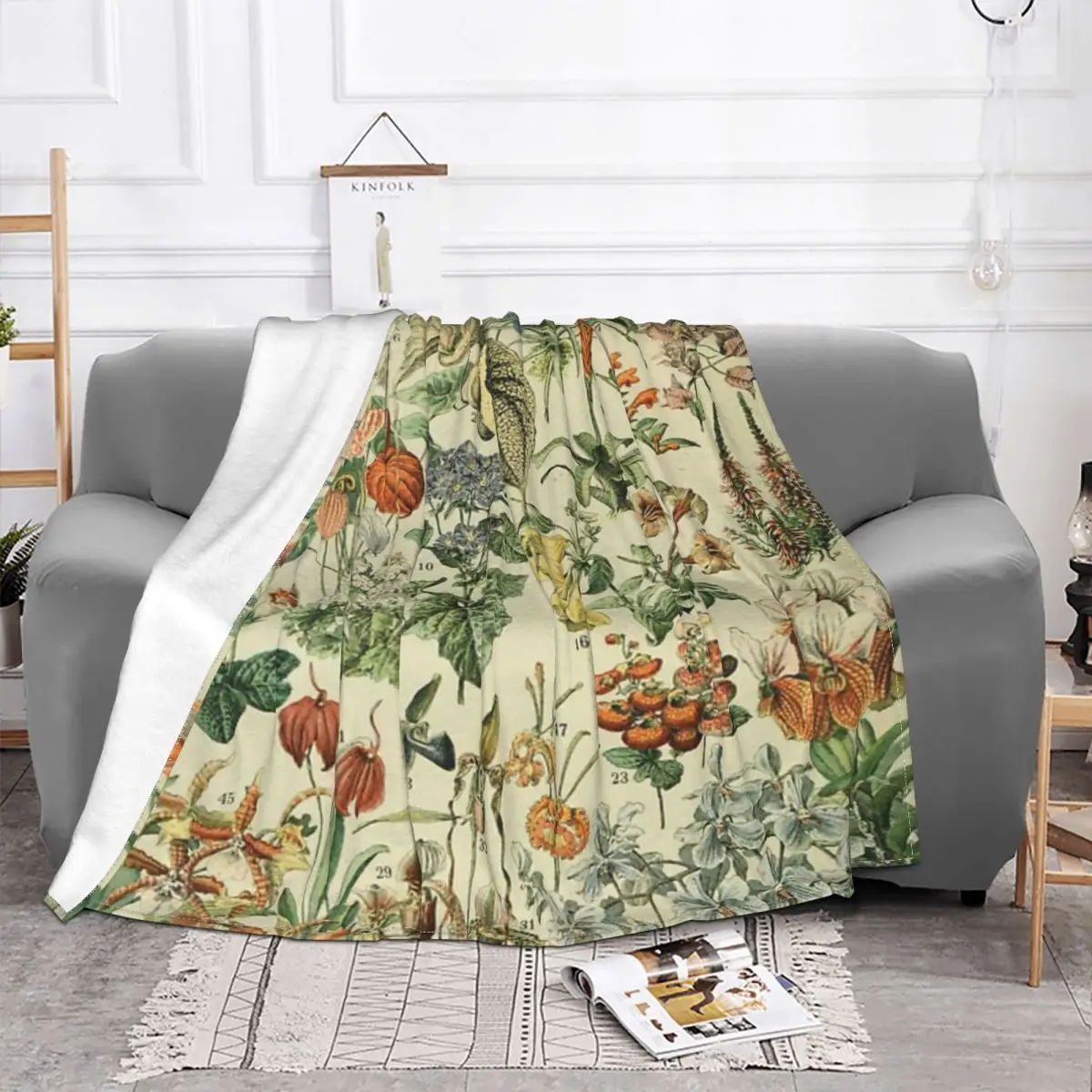 Adolphe Millot цветы винтажное раннее покрывало для кровати