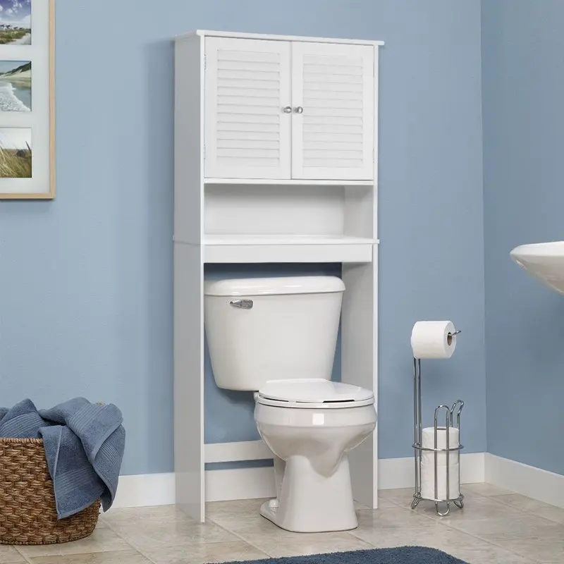 

Space Saver Over The Toilet Shelved Storage Cabinet Organizer White