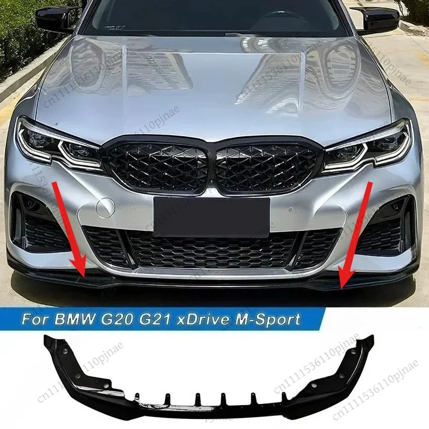 Фото Для BMW G20 G21 320i 320d 330i M340i M340d xDrive 2019-2022 Pre-Lci: Сплиттер-диффузор переднего бампера в стиле M Performance