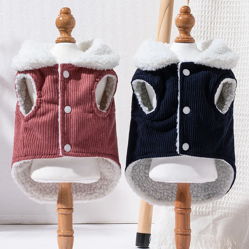 

Pet Autumn Winter Warm Cotton Vest Puppy Dog Corduroy Thickened Cat Cotton Coat Clothes For Small Meidum Dogs Puppy Jacket