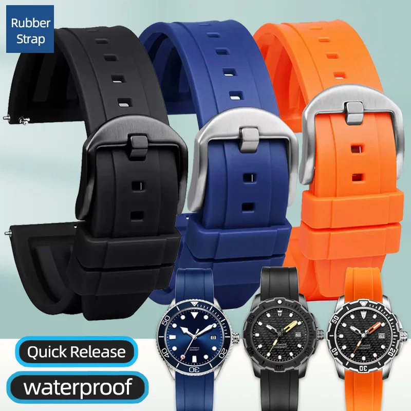 

Rubber Strap for Seiko Citizen Omega Quick Release Watch Band 20mm 22mm 24mm Silicone Tropic Strap Smart Watch Strap