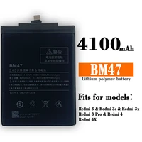 xiao mi 100 orginal bm47 4100mah battery for xiaomi redmi 3s 3x redmi 4x redmi 3 3pro bm47 replacement batteries