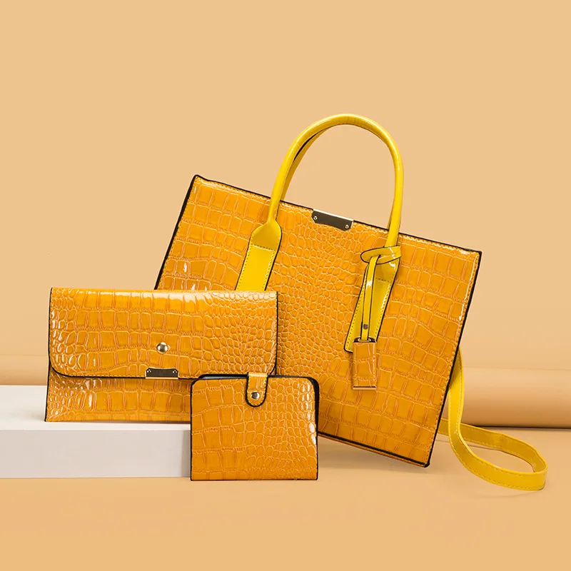 

2023 New Large Crocodile Pattern Women's Shoulder Tote Bag Leather Purses and Handbags For Female Designer Luxury Crossbody Bags