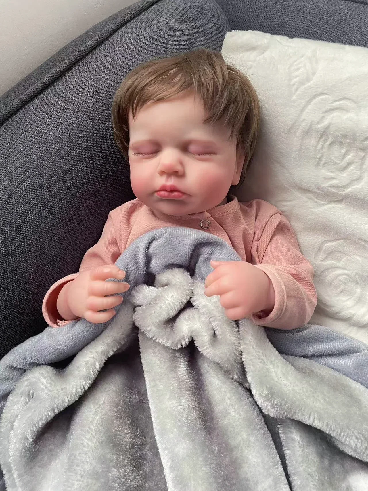 48 см Loulou Reborn Baby полностью виниловое тело для новорожденных спящий ребенок